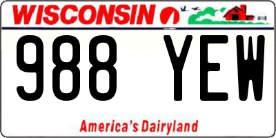WI license plate 988YEW