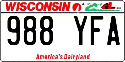 WI license plate 988YFA