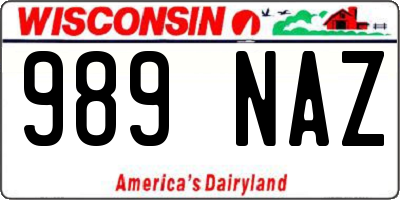 WI license plate 989NAZ