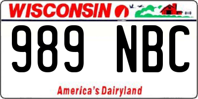 WI license plate 989NBC
