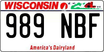 WI license plate 989NBF