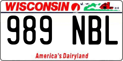 WI license plate 989NBL
