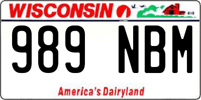 WI license plate 989NBM