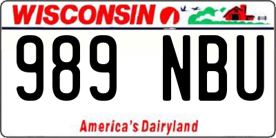 WI license plate 989NBU