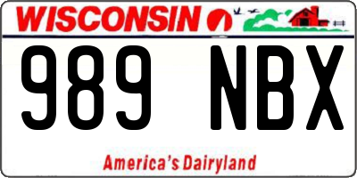 WI license plate 989NBX