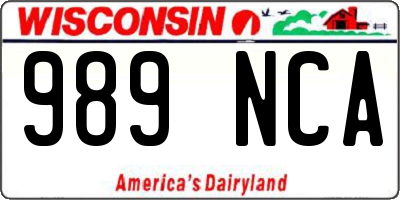 WI license plate 989NCA