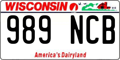 WI license plate 989NCB