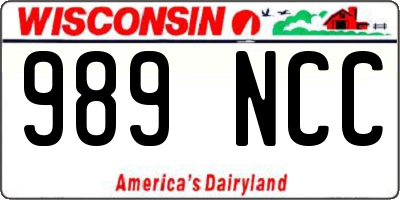 WI license plate 989NCC
