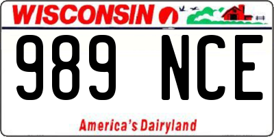 WI license plate 989NCE