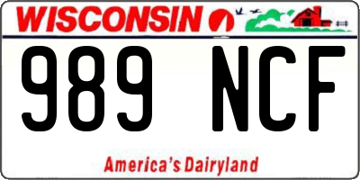 WI license plate 989NCF