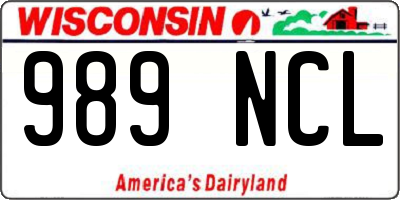 WI license plate 989NCL