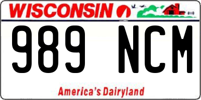 WI license plate 989NCM