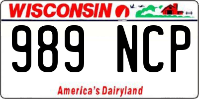 WI license plate 989NCP