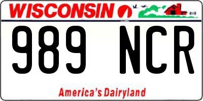 WI license plate 989NCR