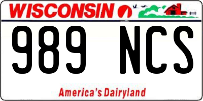WI license plate 989NCS