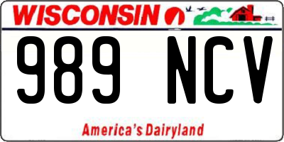 WI license plate 989NCV