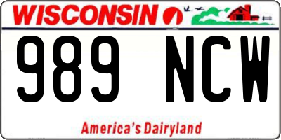 WI license plate 989NCW