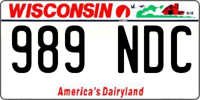 WI license plate 989NDC