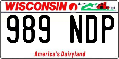 WI license plate 989NDP