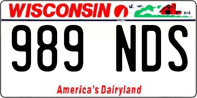 WI license plate 989NDS