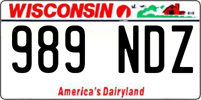 WI license plate 989NDZ