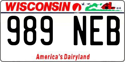 WI license plate 989NEB