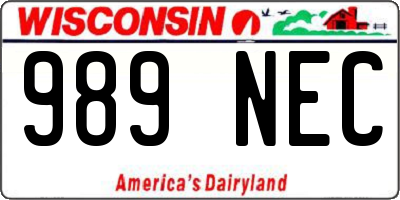 WI license plate 989NEC
