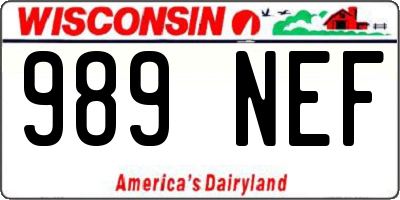 WI license plate 989NEF