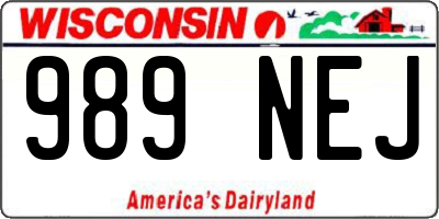 WI license plate 989NEJ