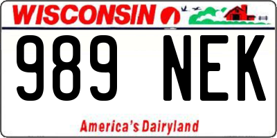 WI license plate 989NEK