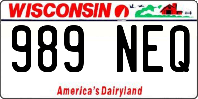 WI license plate 989NEQ