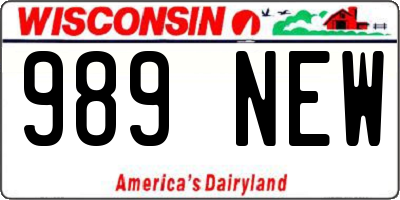 WI license plate 989NEW