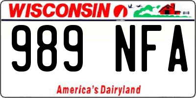 WI license plate 989NFA