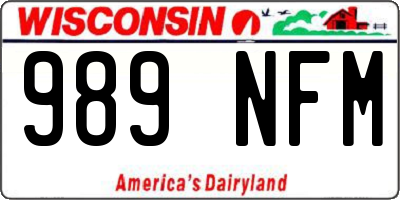 WI license plate 989NFM
