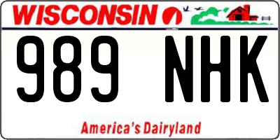 WI license plate 989NHK