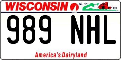 WI license plate 989NHL