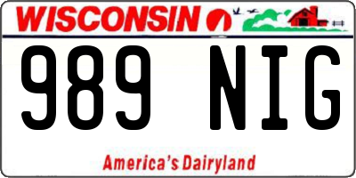 WI license plate 989NIG