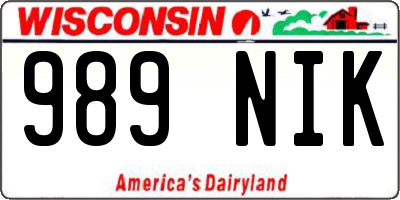 WI license plate 989NIK
