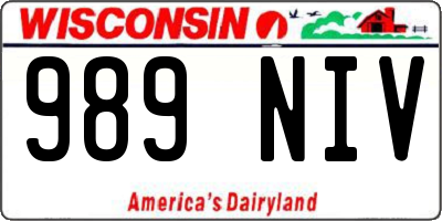 WI license plate 989NIV