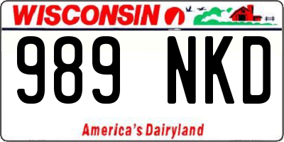 WI license plate 989NKD