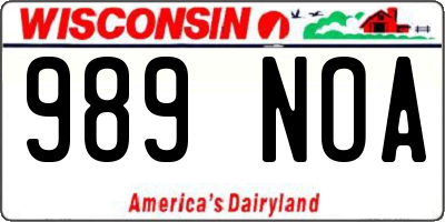 WI license plate 989NOA