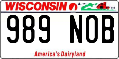 WI license plate 989NOB