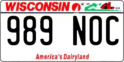 WI license plate 989NOC