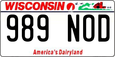 WI license plate 989NOD