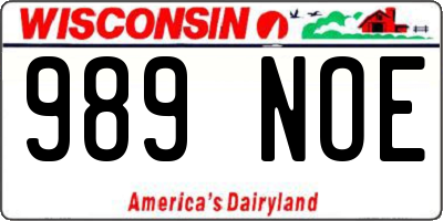WI license plate 989NOE