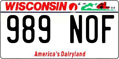 WI license plate 989NOF
