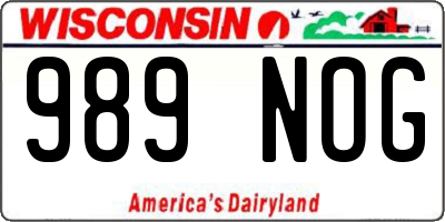 WI license plate 989NOG
