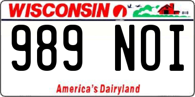 WI license plate 989NOI