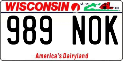 WI license plate 989NOK