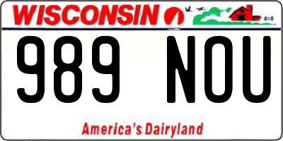 WI license plate 989NOU